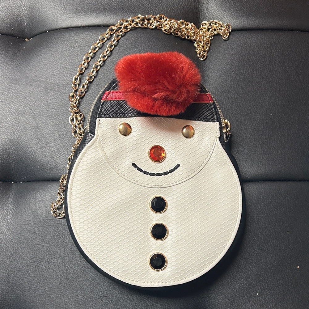 Chic Snowman Design Women's Bag - White and Red